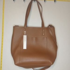 Henny + Lev‎ Women's Tote Handbag Vegan Leather 2-in-1 Brown NEW with Tag